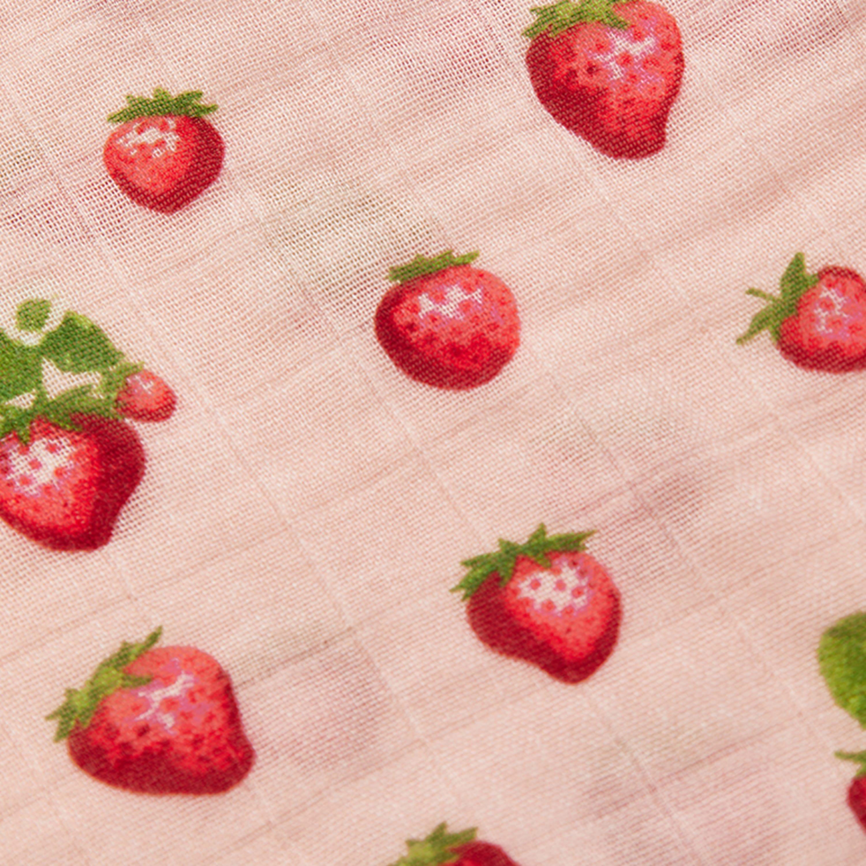 Strawberry Bamboo Mini Lovey Two-Layer Muslin Security Blanket image number 2