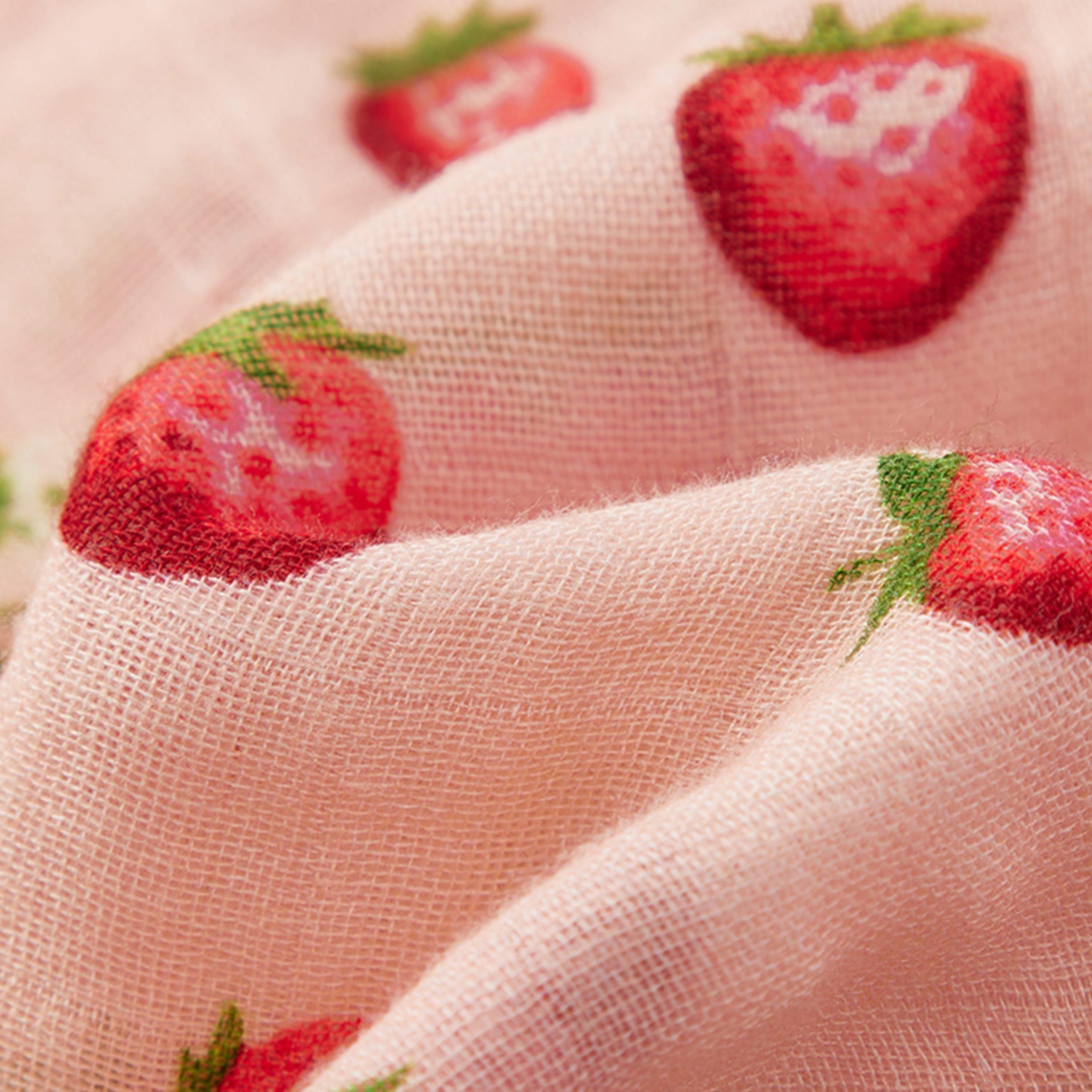 Strawberry Bamboo Mini Lovey Two-Layer Muslin Security Blanket image number 3