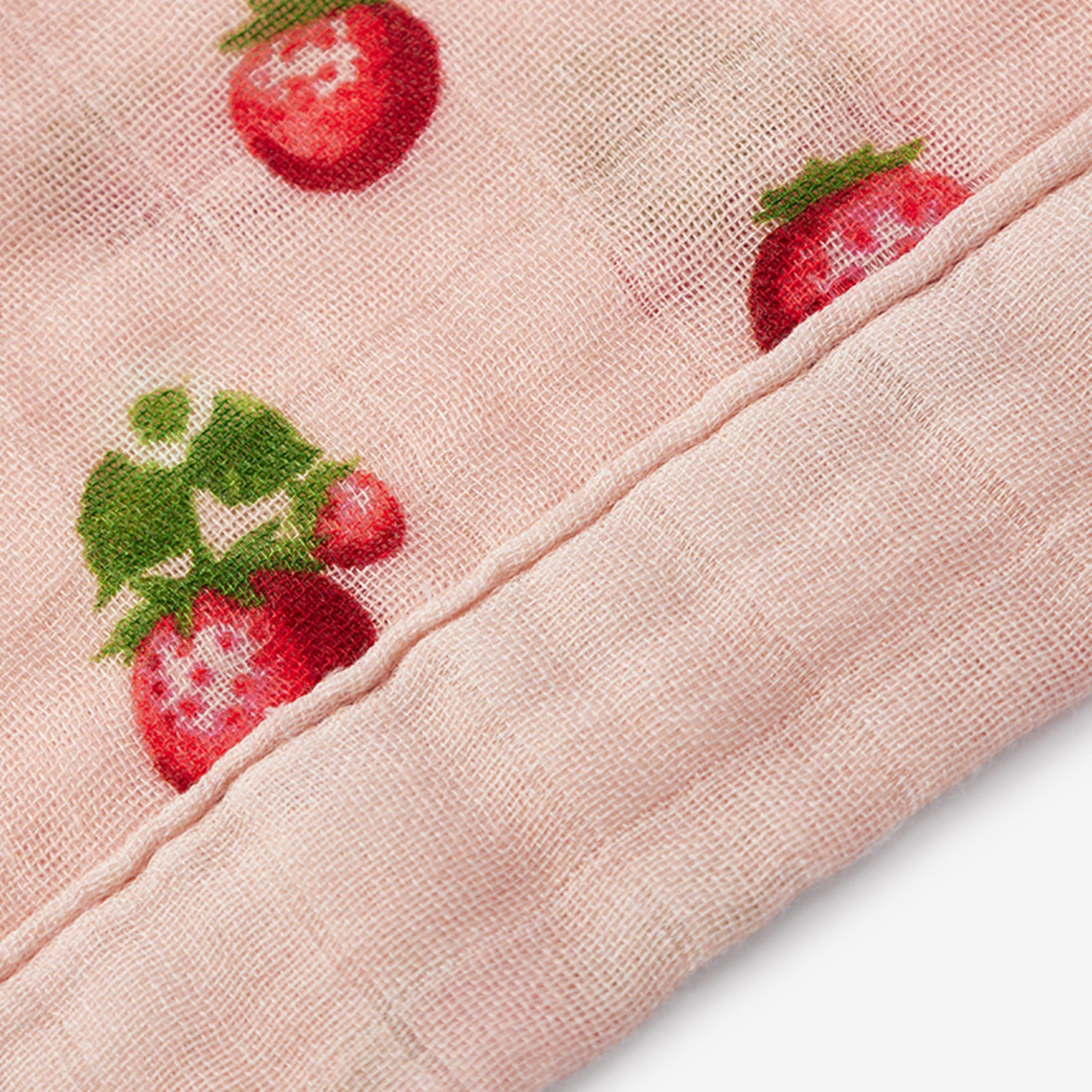 Strawberry Bamboo Mini Lovey Two-Layer Muslin Security Blanket image number 1