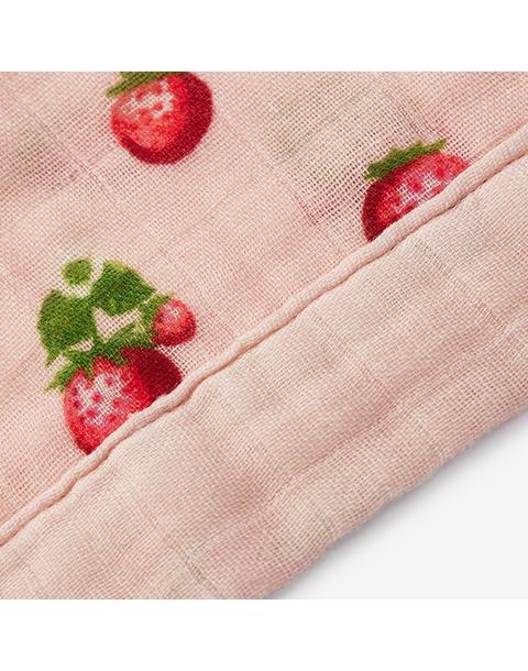 Strawberry Bamboo Mini Lovey Two-Layer Muslin Security Blanket