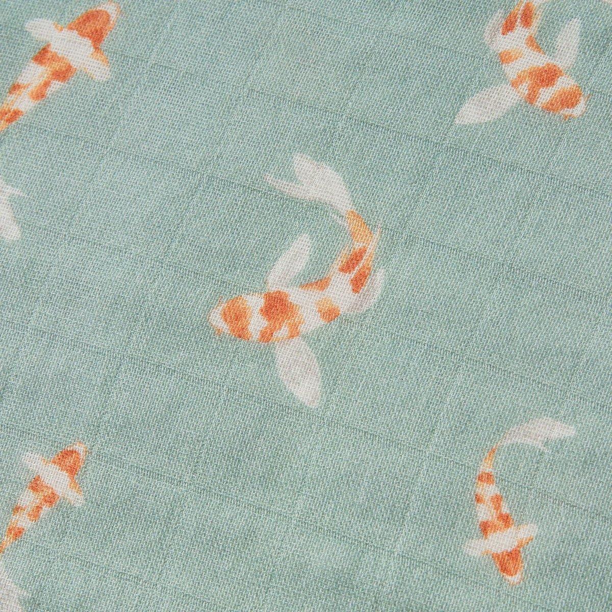 Swimming Koi Bamboo Big Lovey Three-Layer Muslin Blanket image number 2