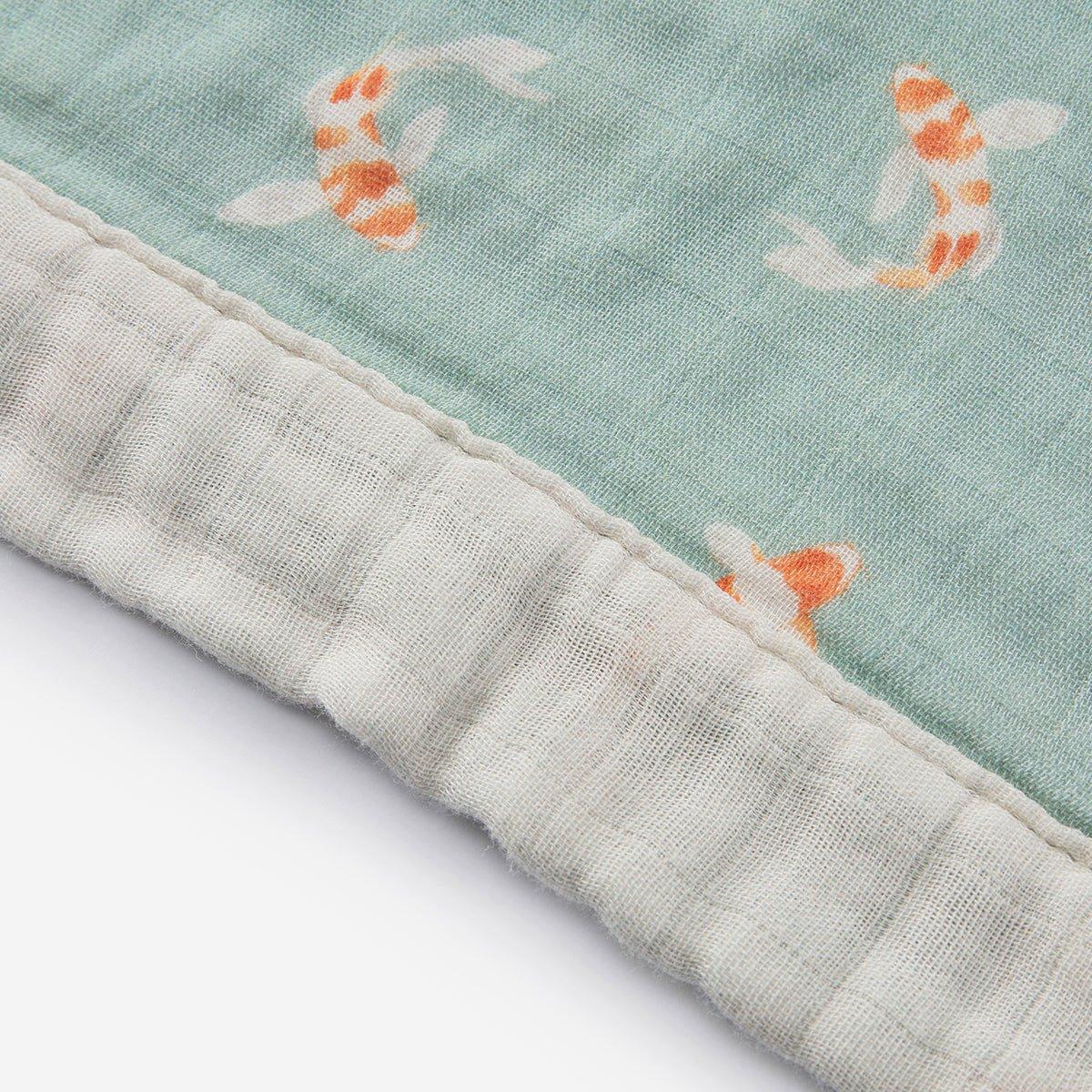 Swimming Koi Bamboo Big Lovey Three-Layer Muslin Blanket image number 3
