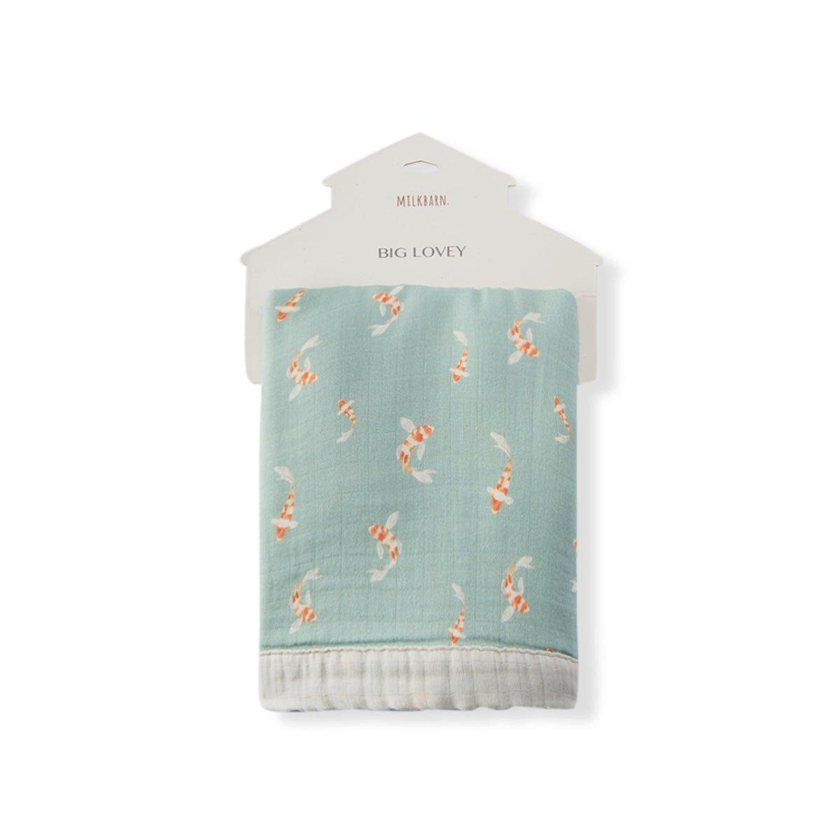 Swimming Koi Bamboo Big Lovey Three-Layer Muslin Blanket image number 1