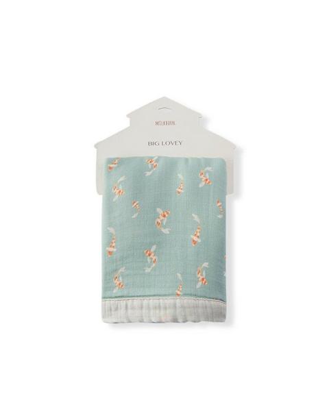 Swimming Koi Bamboo Big Lovey Three-Layer Muslin Blanket