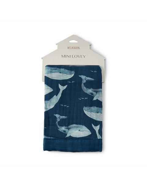 Blue Whale Mini Lovey Two-Layer Muslin Security Blanket