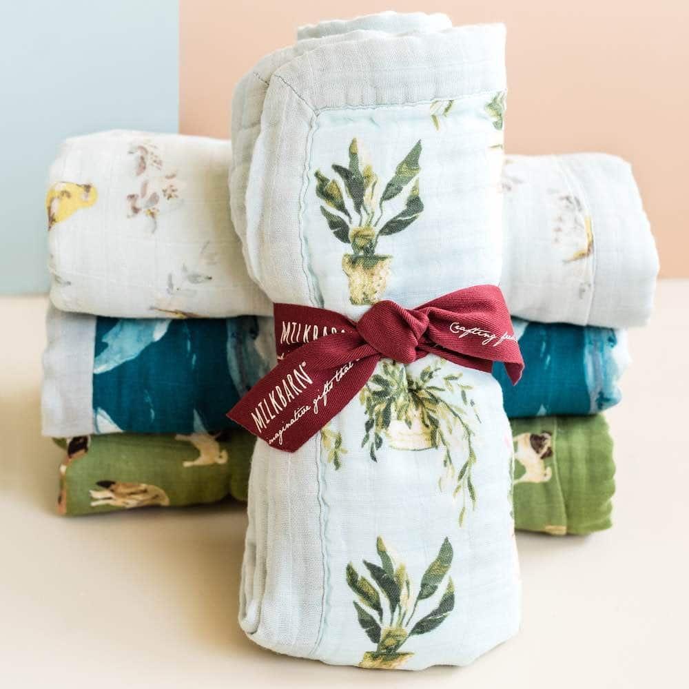 Tutu Elephant Big Lovey Three-Layer Muslin Blanket image number 3