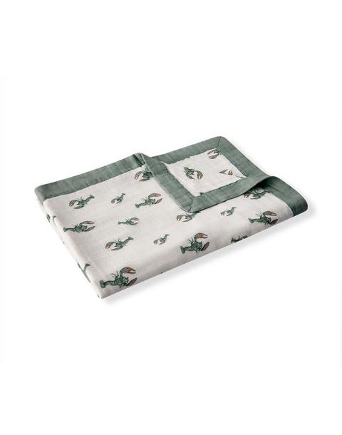 Mint Lobster Bamboo Big Lovey Three-Layer Muslin Blanket