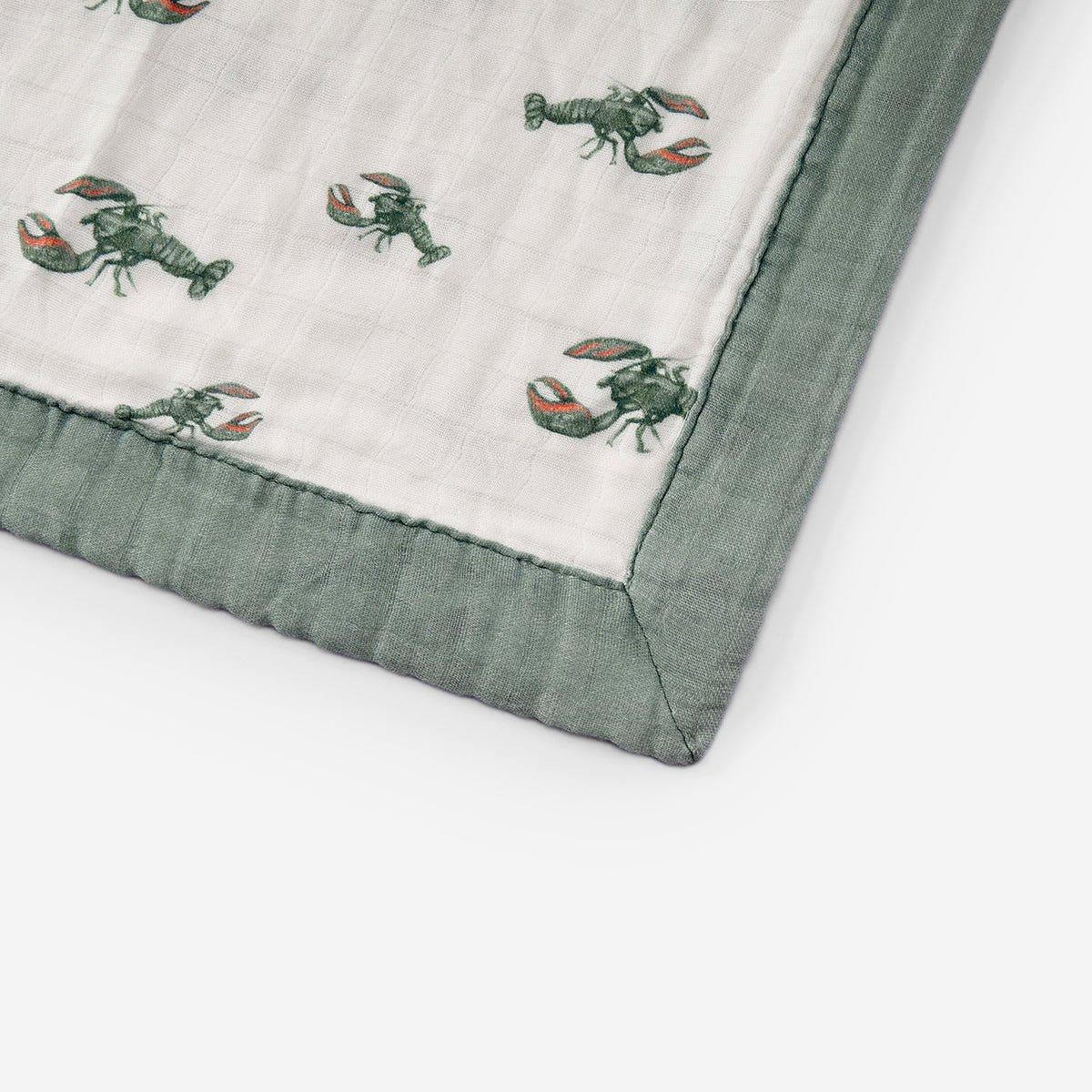 Mint Lobster Bamboo Big Lovey Three-Layer Muslin Blanket image number 2