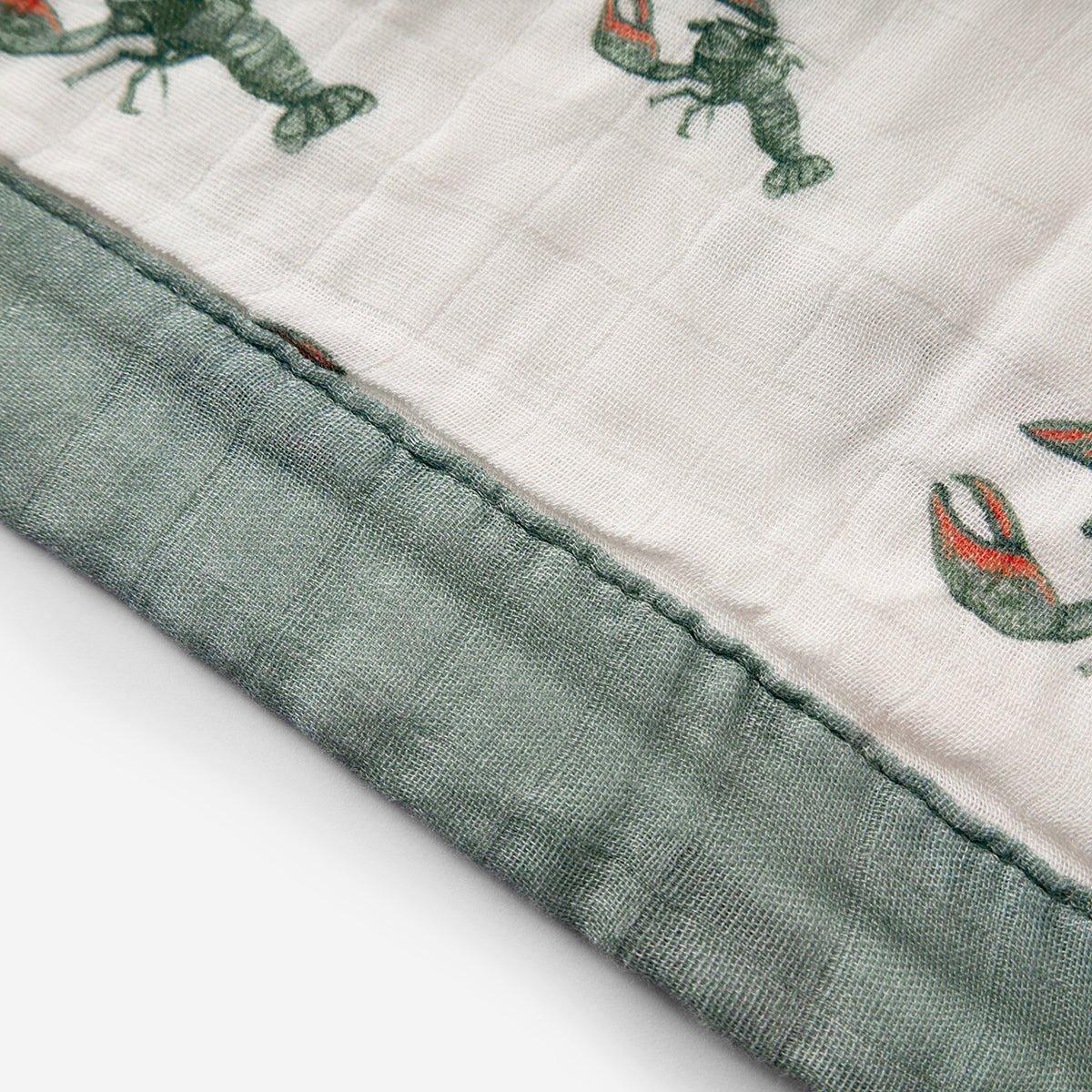 Mint Lobster Bamboo Big Lovey Three-Layer Muslin Blanket image number 3