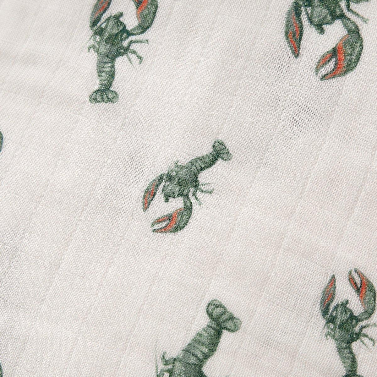 Mint Lobster Bamboo Big Lovey Three-Layer Muslin Blanket image number 4