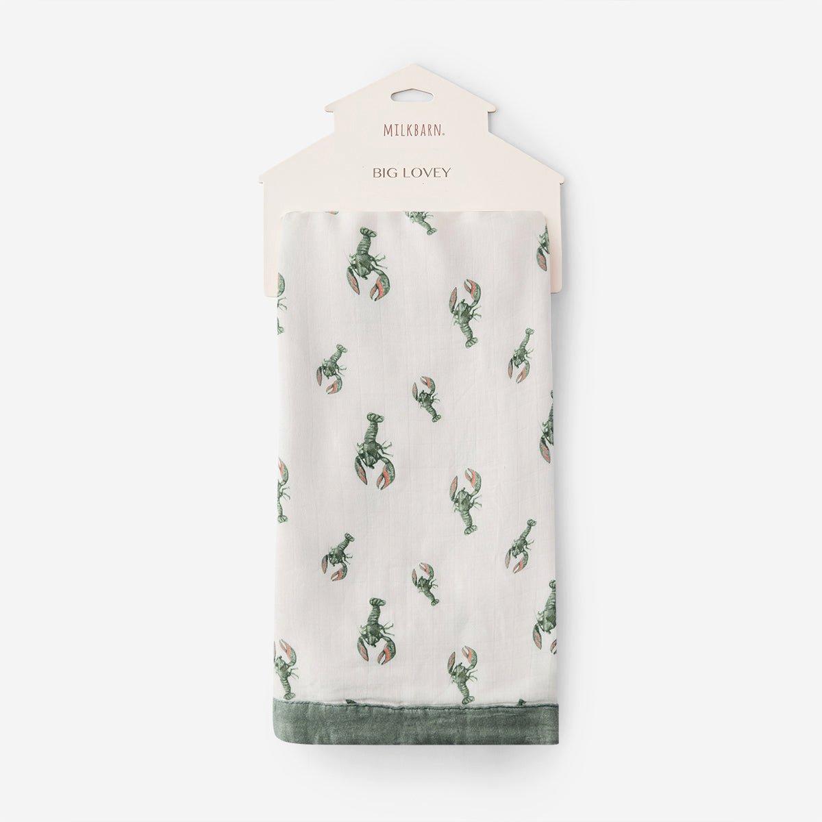 Mint Lobster Bamboo Big Lovey Three-Layer Muslin Blanket image number 1