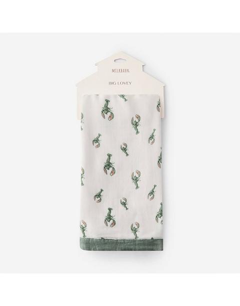 Mint Lobster Bamboo Big Lovey Three-Layer Muslin Blanket