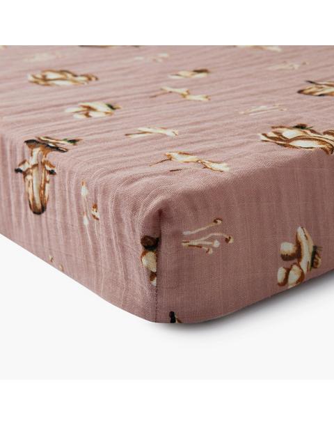 Mushroom Organic Cotton Crib Sheet