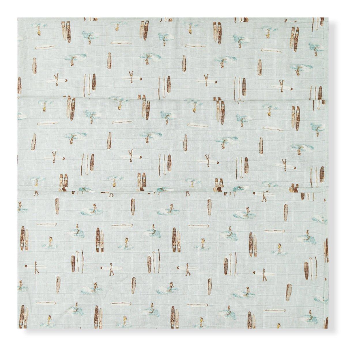 Vintage Surf Bamboo Muslin Swaddle Blanket image number 2