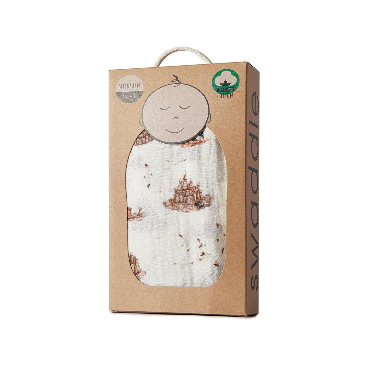 Sandcastle Organic Cotton Muslin Swaddle Blanket image number 1