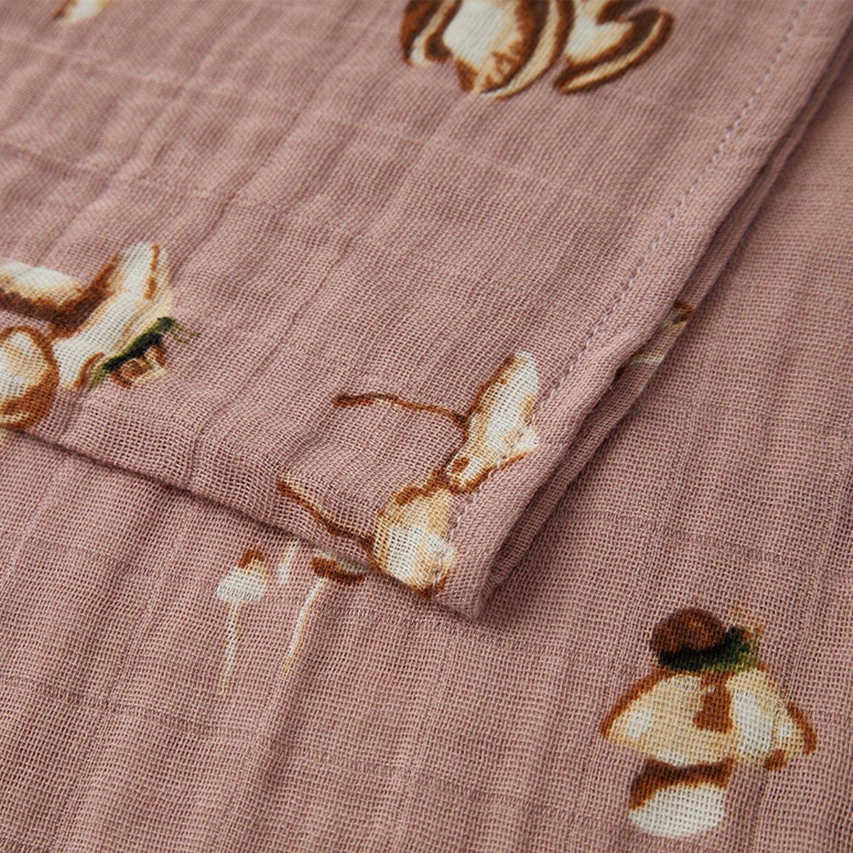 Mushroom Organic Cotton Muslin Swaddle Blanket image number 2