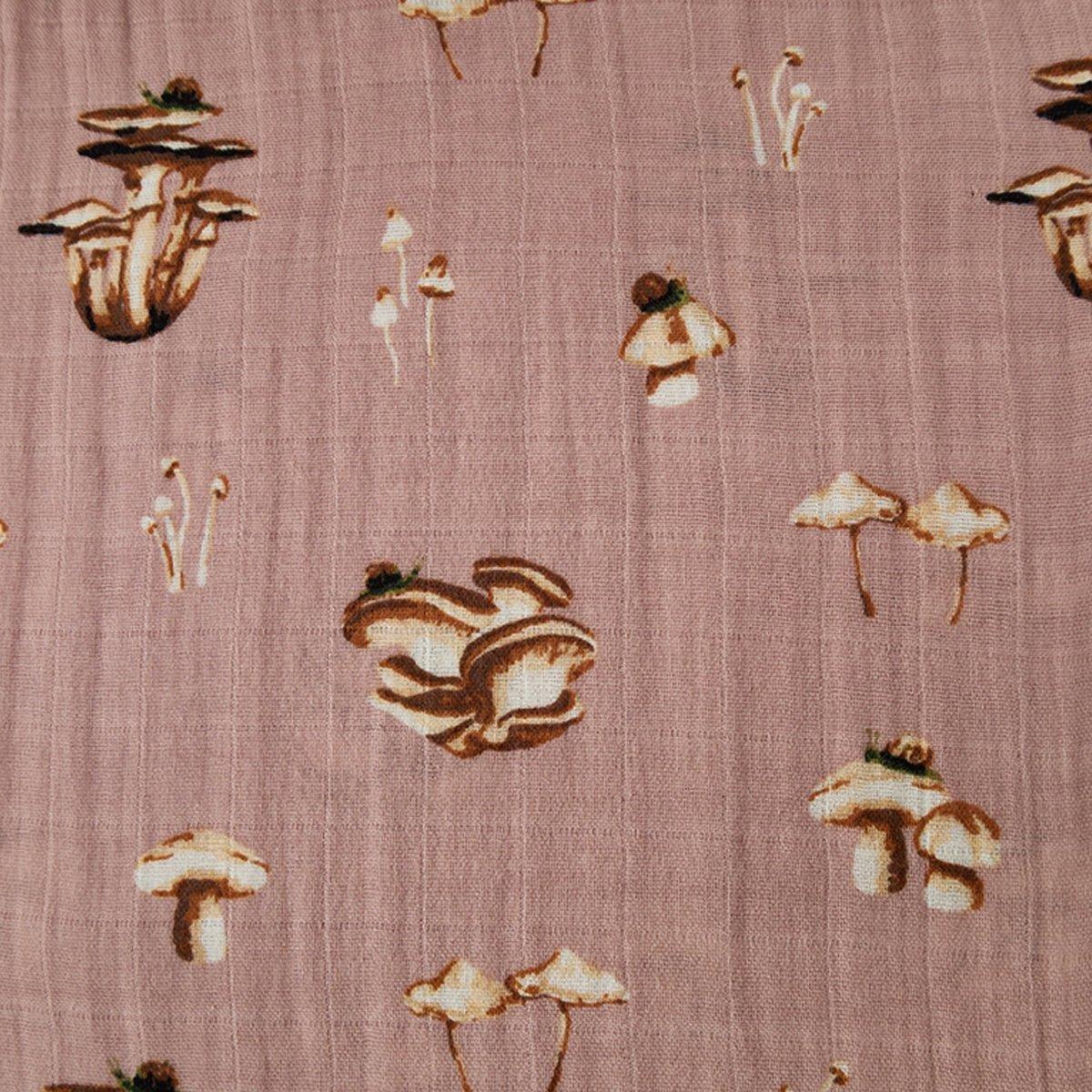 Mushroom Organic Cotton Muslin Swaddle Blanket image number 1