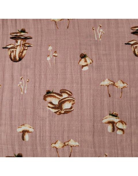 Mushroom Organic Cotton Muslin Swaddle Blanket