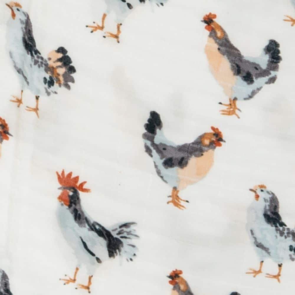 Chicken Organic Cotton Muslin Swaddle Blanket image number 1