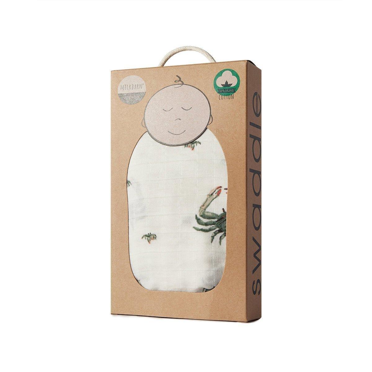 Coastal Crab Bamboo Muslin Swaddle Blanket image number 1