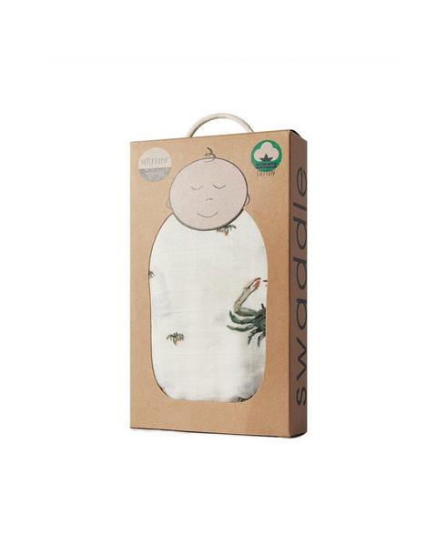 Coastal Crab Bamboo Muslin Swaddle Blanket