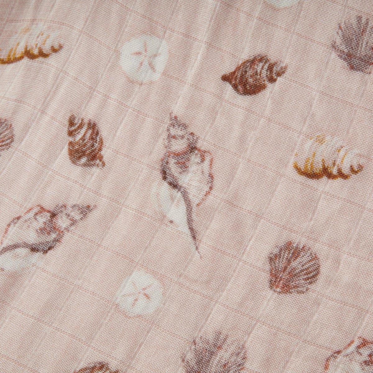 Seashells Bamboo Muslin Swaddle Blanket image number 2