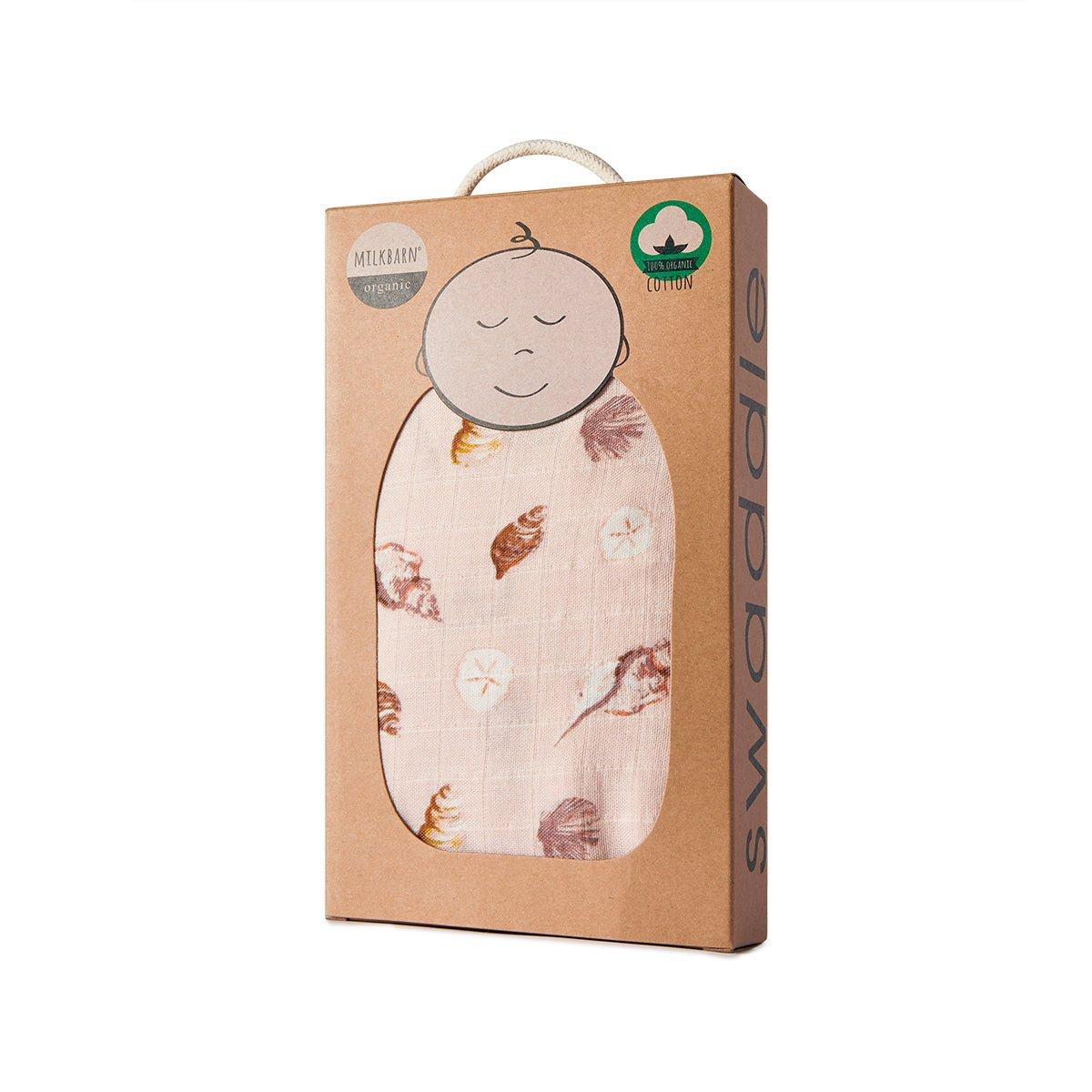 Seashells Bamboo Muslin Swaddle Blanket image number 1
