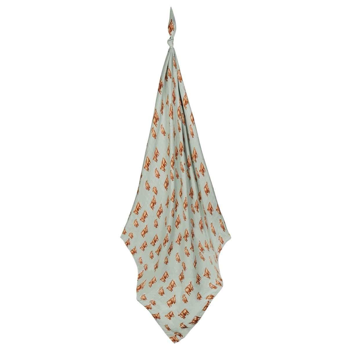 Highland Cow Bamboo Muslin Swaddle Blanket image number 0
