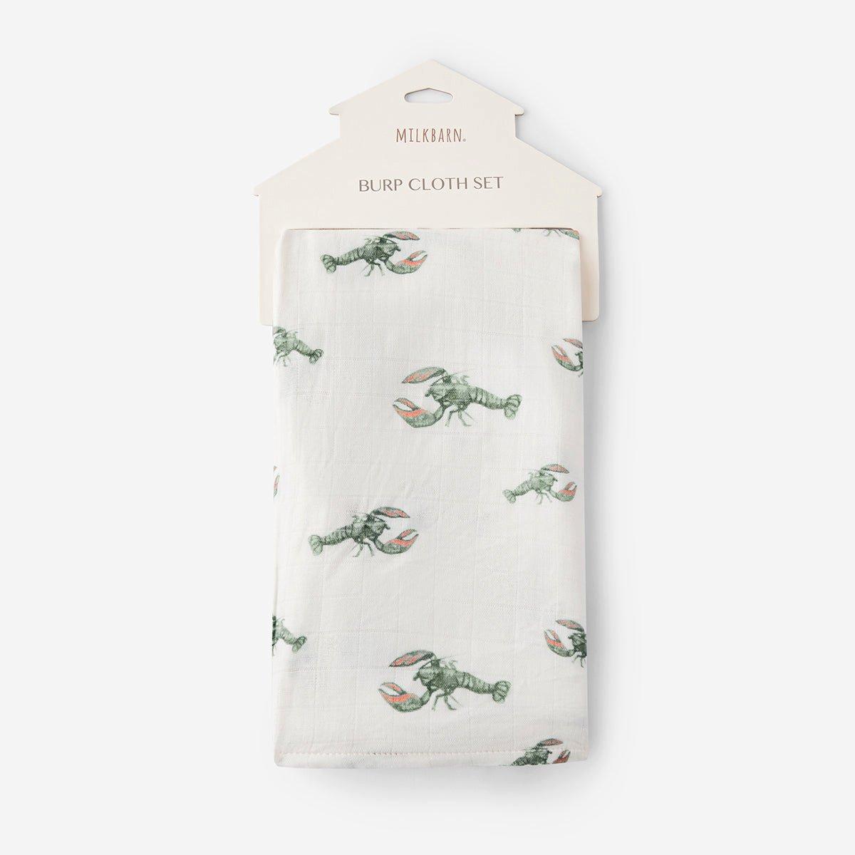 Mint Lobster Bamboo Two-Piece Burp Cloth Set image number 1