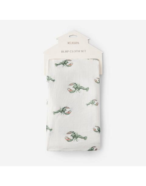 Mint Lobster Bamboo Two-Piece Burp Cloth Set