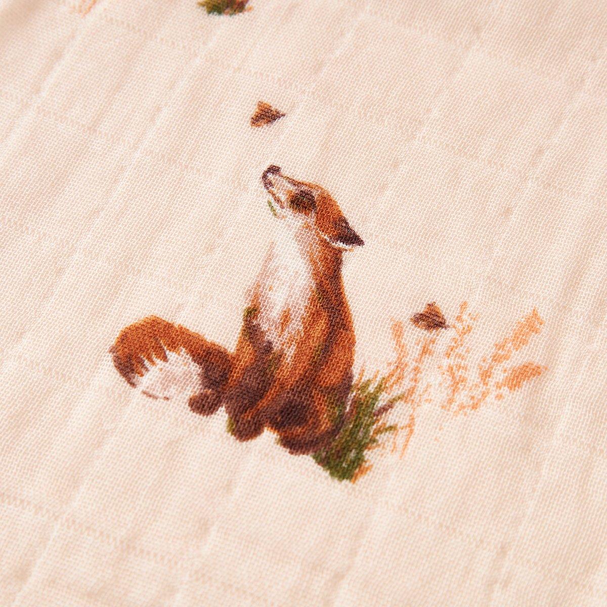 Floral Fox Organic Cotton Muslin Two-Piece Burp Cloth Set image number 2