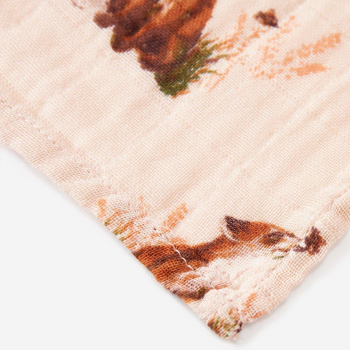 Floral Fox Organic Cotton Muslin Two-Piece Burp Cloth Set image number 3
