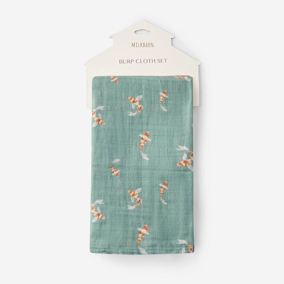 Swimming Koi Organic Cotton Two-Piece Burp Cloth Set image number 1