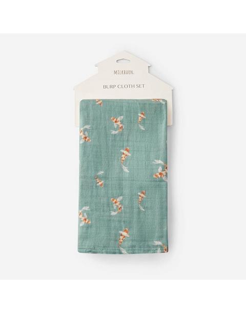 Swimming Koi Organic Cotton Two-Piece Burp Cloth Set
