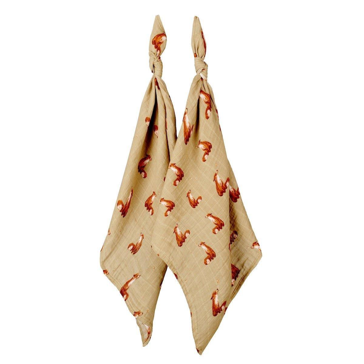 Gold Fox Organic Cotton Muslin Two-Piece Burp Cloth Set image number 0