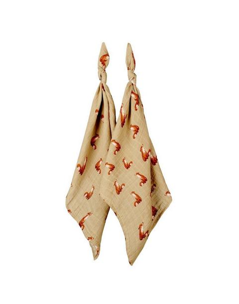 Gold Fox Organic Cotton Muslin Two-Piece Burp Cloth Set