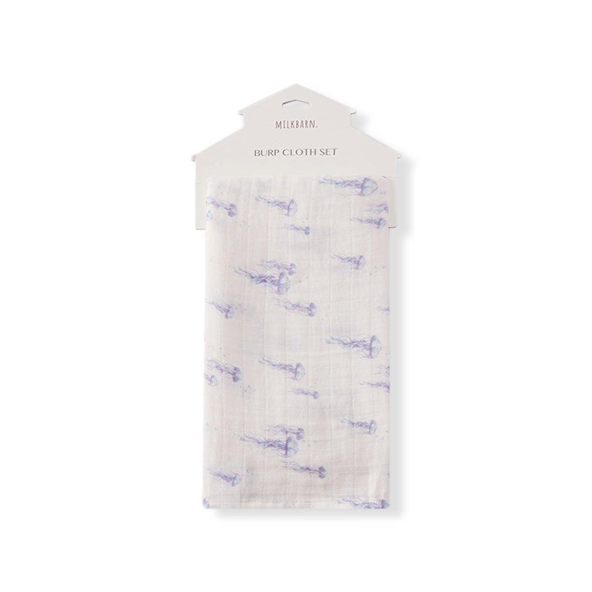 Sunset Jellyfish Organic Cotton Two-Piece Burp Cloth Set image number 1