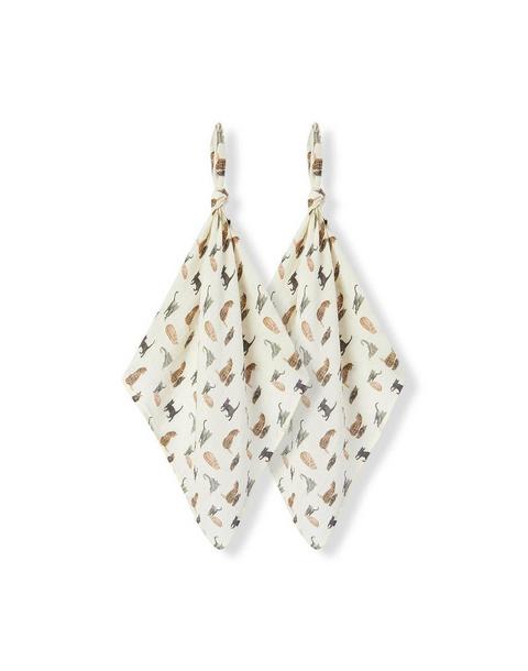 Cat Organic Cotton Two-Piece Burp Cloth Set