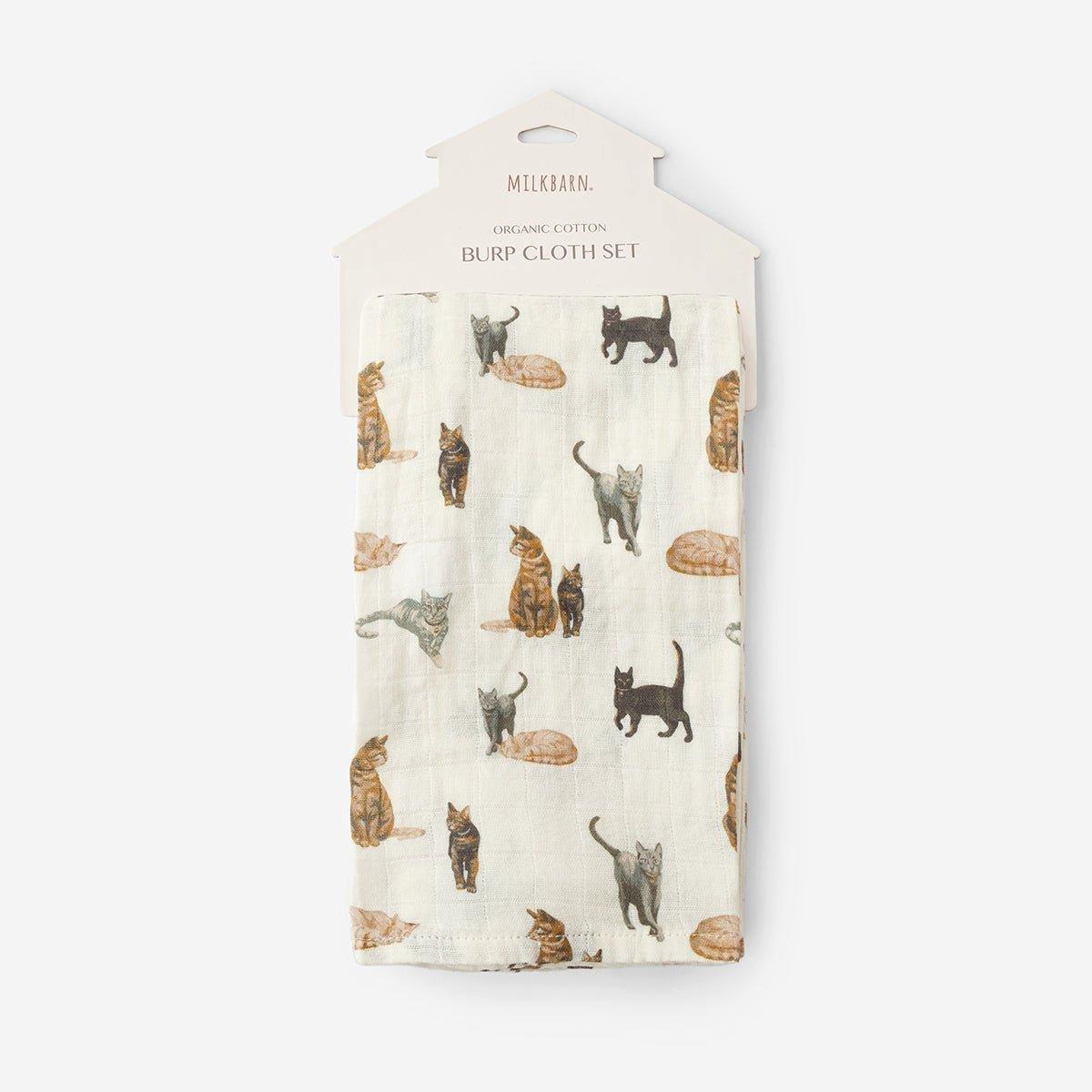 Cat Organic Cotton Two-Piece Burp Cloth Set image number 2