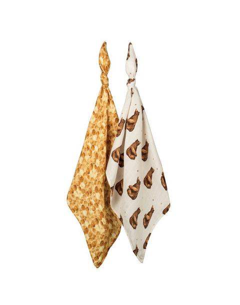 Honey Bear & Honeycomb Bamboo Muslin Two-Piece Burp Cloth Set
