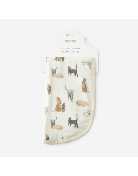 Cat Contour Four Layer Burp Cloth
