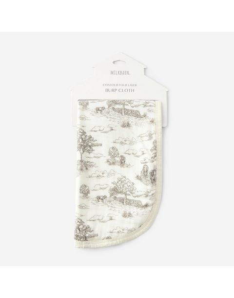 Country Toile Contour Four Layer Burp Cloth