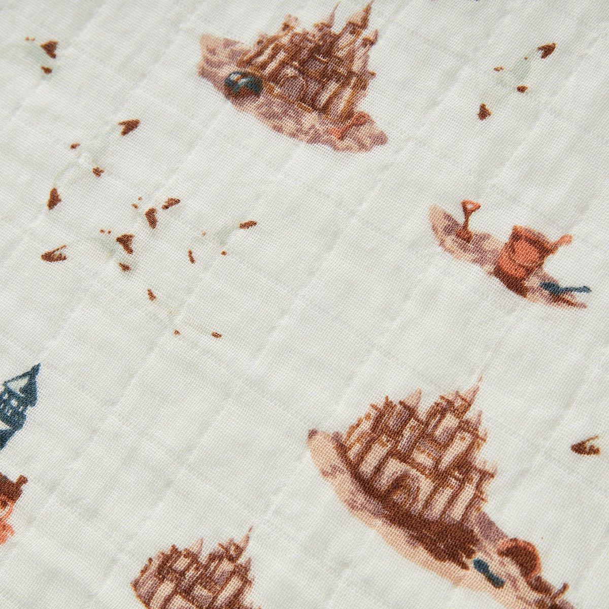 Sandcastle Organic Cotton Muslin Two-Piece Burp Cloth Set image number 2