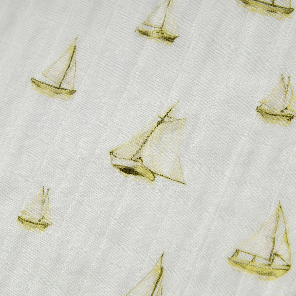 Sailboat Melody Organic Cotton Two-Piece Burp Cloth Set image number 3