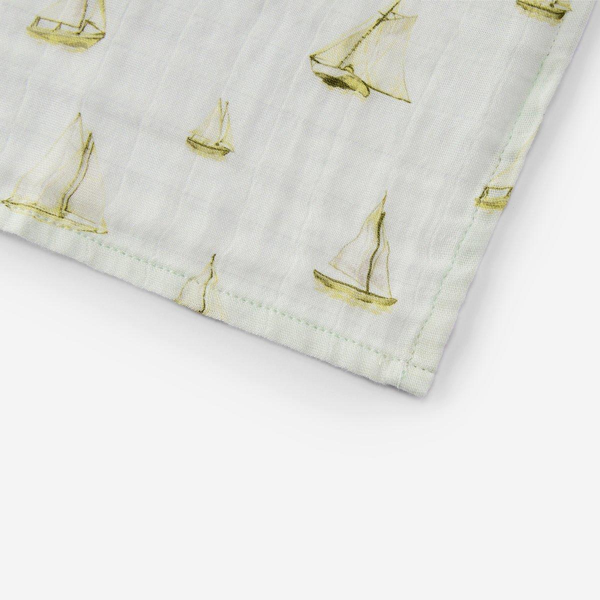 Sailboat Melody Organic Cotton Two-Piece Burp Cloth Set image number 4