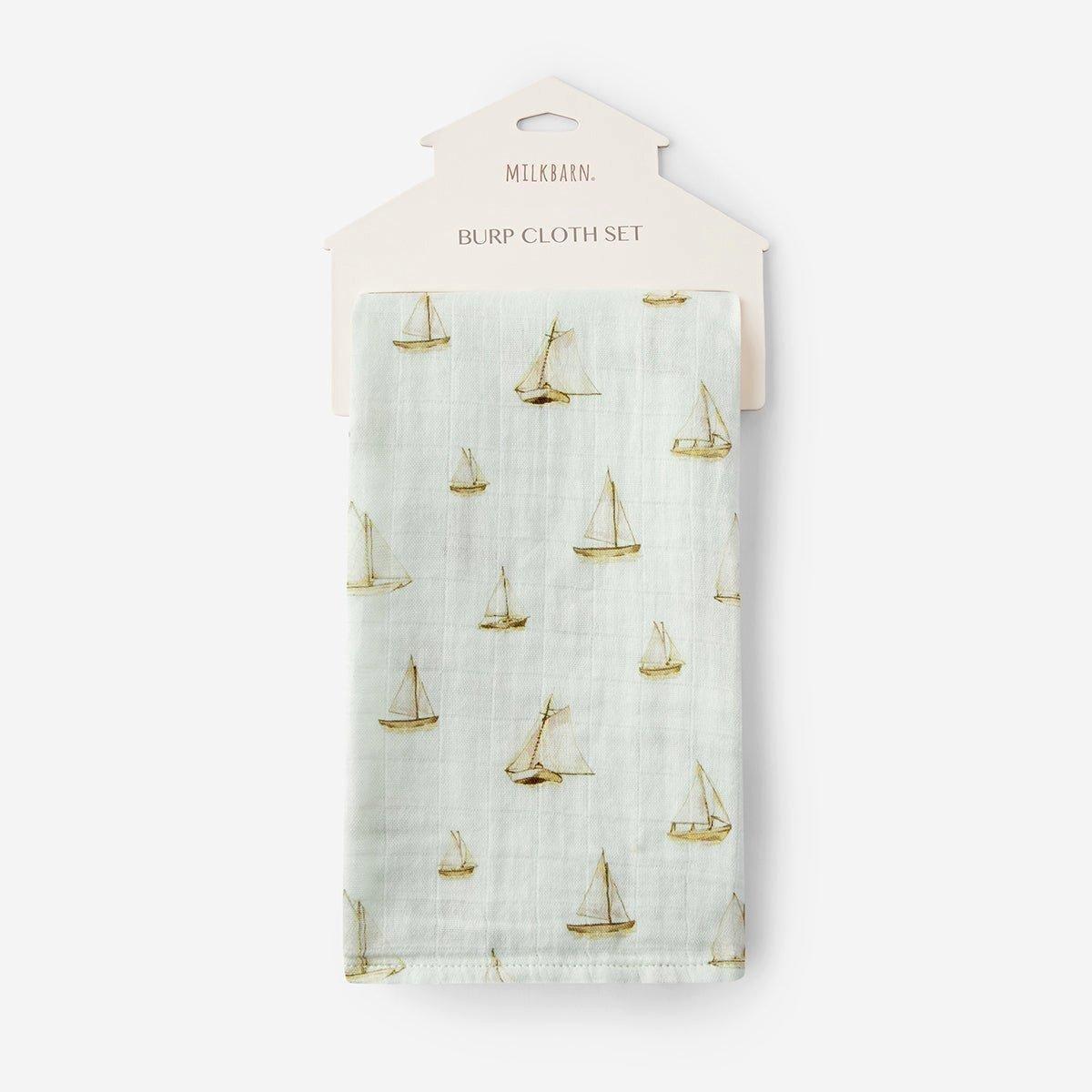 Sailboat Melody Organic Cotton Two-Piece Burp Cloth Set image number 1