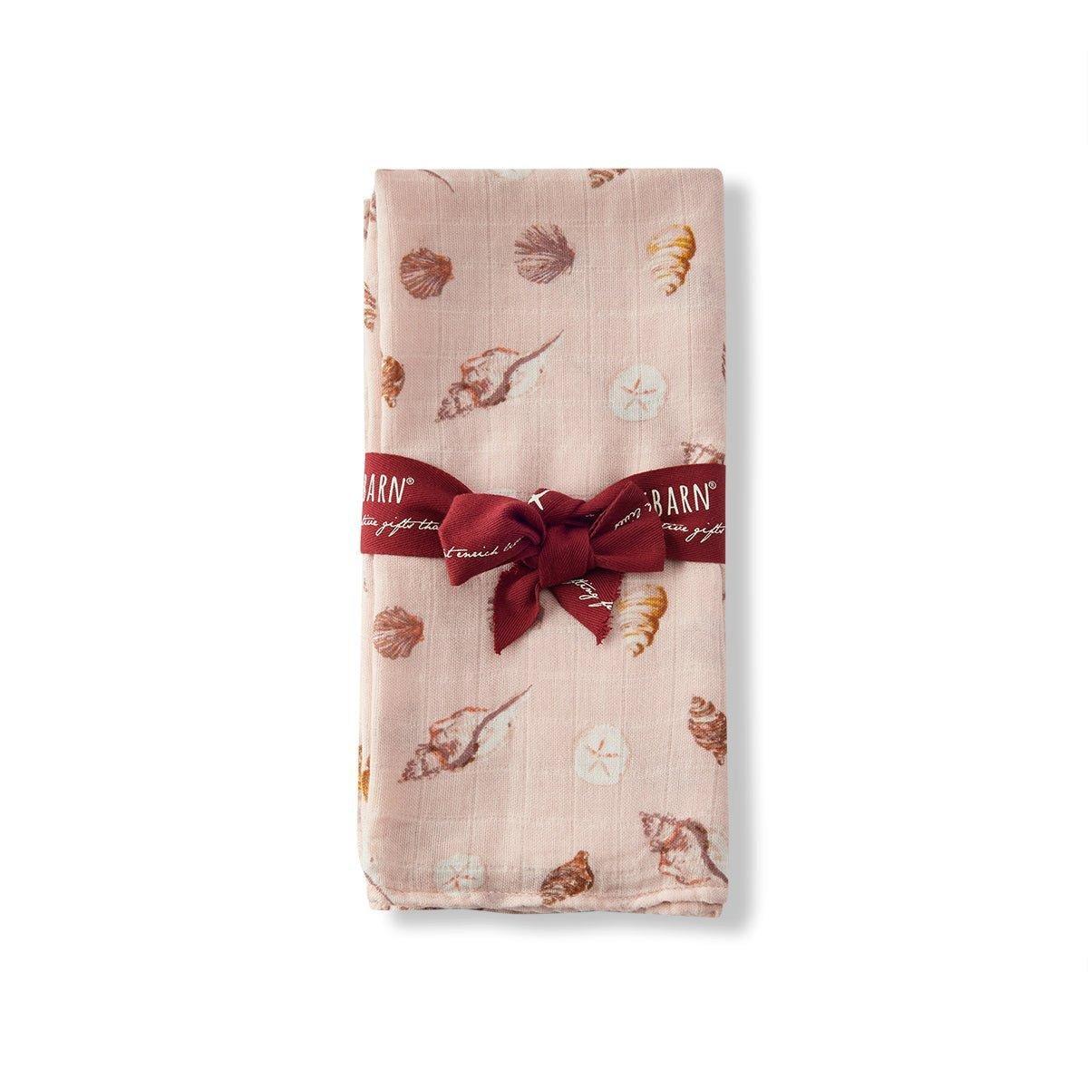 Seashells Bamboo Muslin Two-Piece Burp Cloth Set image number 1