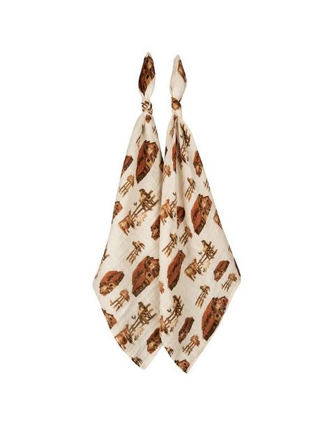 Homestead Organic Cotton Muslin Two-Piece Burp Cloth Set
