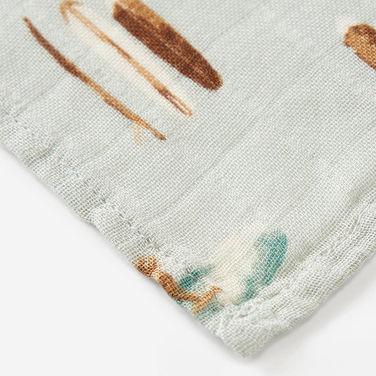 Vintage Surf Bamboo Muslin Two-Piece Burp Cloth Set image number 3
