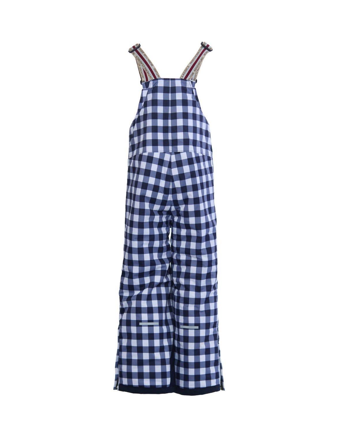 Kids Navy Gingham Bib Snow Pant image number 1